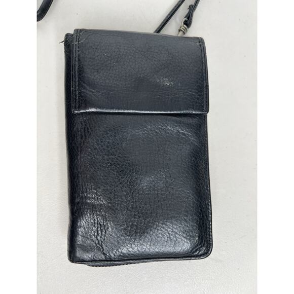 Wilsons Leather Handbags - Vintage Wilsons 90s Black Leather Crossbody Organizer Bag